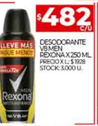 Supermercados DIA Desodorante V8 Men Rexona x 250ml oferta