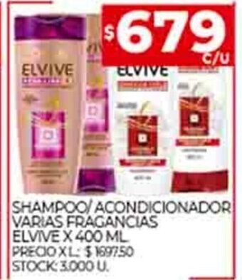 Supermercados DIA Shampoo/Acondicionador Varias Fragancias Elvive x 400ml oferta