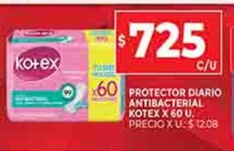 Supermercados DIA Protector Diario Antibacterial Kotex x 60u oferta