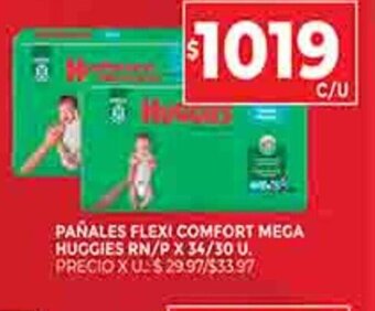Supermercados DIA Pañales Flexi Comfort Mega Huggies RN/P x 34/30U oferta