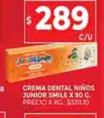 Supermercados DIA Crema Dental Niños Junior Smile x 90g oferta