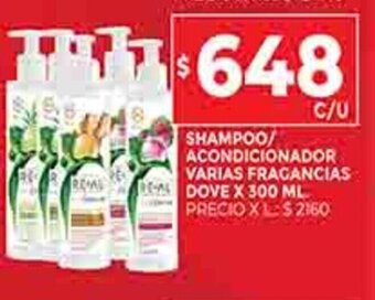 Supermercados DIA Shampoo / Acondicionador Varias Fragancias Dove x 300ml oferta