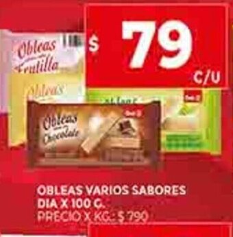 Supermercados DIA Obleas Varios Sabores Dia x 100g oferta