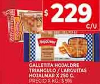 Supermercados DIA Galletita Hojaldre Triangulo / Larguitas Hojalmar x 250g oferta