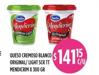 Supermercados Toledo Mendicrim Queso Cremoso Blanco Original - Light Scr Tt x 300gr oferta