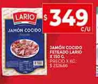 Supermercados DIA Jamón Cocido Feteado Lario x 150g oferta