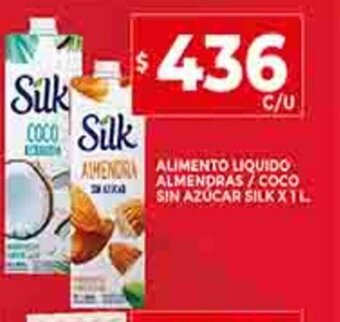 Supermercados DIA Alimento Liquido Almenrdas / Coco Sin Azucar Silk x 1L oferta