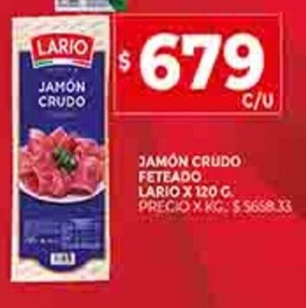 Supermercados DIA Jamón Crudo Feteado Lario x 120g oferta