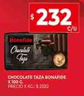 Supermercados DIA Chocolate Taza Bonafide x 100g oferta