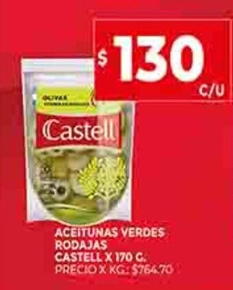 Supermercados DIA Aceitunas Verdes Rodajas Castell x 170g oferta