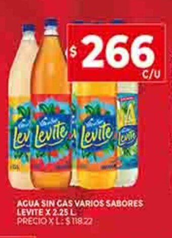Supermercados DIA Agua Sin Gas Varios Sabores Levite x 2.25 L oferta