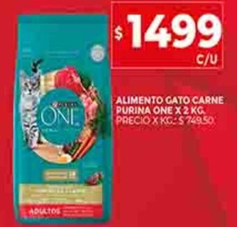 Supermercados DIA Alimento Gato Carne Purina One x 2kg oferta