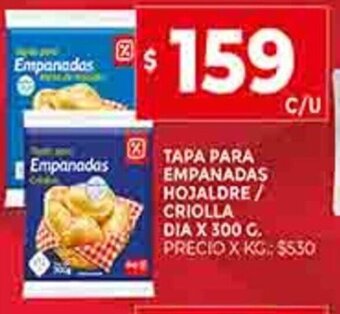 Supermercados DIA Tapa Para Empanadas Hojaldre / Criolla Dia x 300g oferta