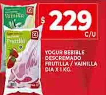 Supermercados DIA Yogur Bebible Descremado Frutilla / Vainilla Dia x 1kg oferta
