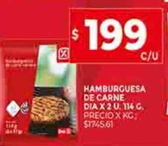 Supermercados DIA Hamburguesa De Carne Dia x 2u 114g oferta