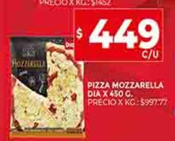 Supermercados DIA Pizza Mozzarella Dia x 450g oferta
