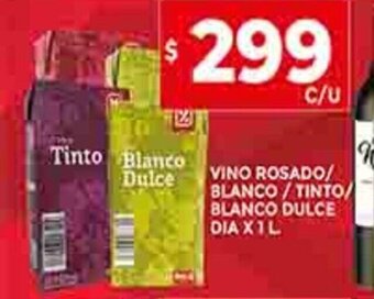 Supermercados DIA Vino Rosado / Blanco / Tinto / Blanco Dulce Dia x 1L oferta