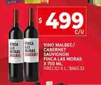 Supermercados DIA Vino Malbec / Cabernet Sauvignon Finca Las Moras x 750ml oferta