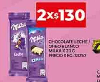 Supermercados DIA Chocolate Leche/Oreo Blanco Milka x 20g oferta
