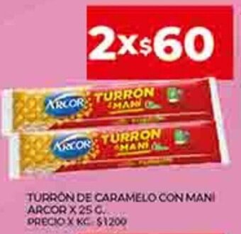 Supermercados DIA Turrón De Caramelo Con Mani Arcor x 25g oferta