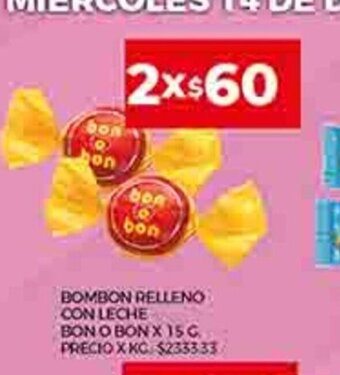 Supermercados DIA Bombon Relleno Con Leche Bon O Bon x 15 g. oferta