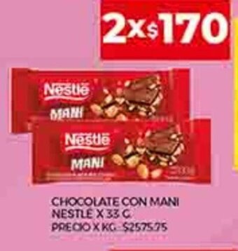 Supermercados DIA Chocolate Con Maní Nestle x 33g oferta