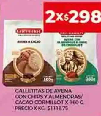 Supermercados DIA Galletitas De Avena Con Chips Y almendras/ Cacao Cormillot x 160 g. oferta
