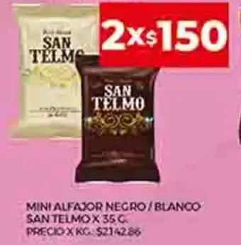Supermercados DIA Mini Alfajor Negro/ Blanco San Telmo x 35 g. oferta