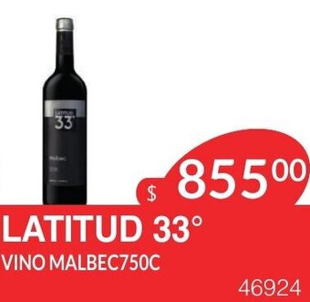 Masivos Latitud 33° Vino Malbec 750C oferta