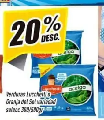 Supermercados Comodin Verduras Lucchetti o Granja Del Sol variedad Selecc 300/500g oferta