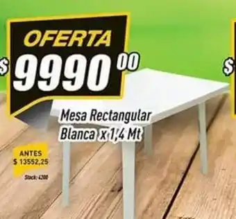 Mesa Rectangular Blanca x 1.4Mt