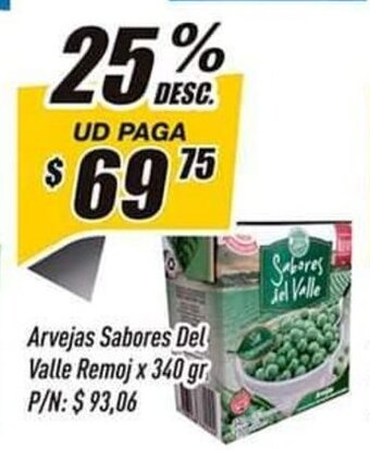 Supermercados Comodin Arvejas Sabores Del Valle Remoj x 340gr oferta