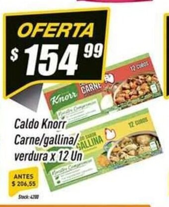 Supermercados Comodin Caldo Knorr Carne/Gallina/Verdura x 12un oferta