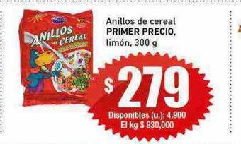 Cooperativa Obrera Anillos de cereal primer precio limón oferta