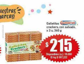 Cooperativa Obrera Galletitas crackers con salvado oferta