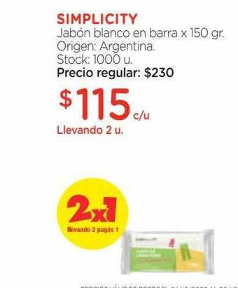 Farmacity Simplicity jabón blanco en barra oferta