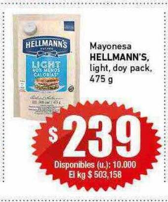 Cooperativa Obrera Mayonesa hellmann's light doy pack oferta