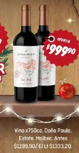 Vino doña paula estante malbec