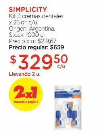 Farmacity Simplicity kit 3 cremas dentales oferta