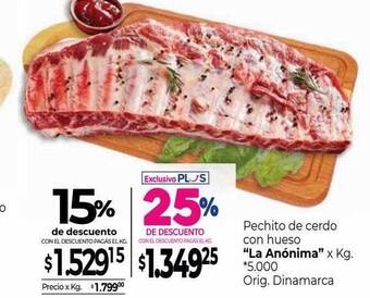 La Anonima Pechito de cerdo con hueso oferta