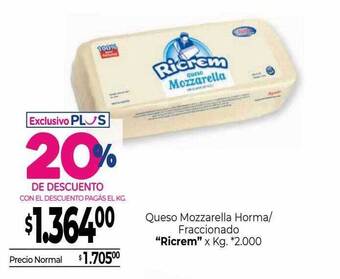 La Anonima Queso mozzarella horma fraccionado oferta