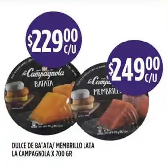 Supermercados Toledo La Campagnola Dulce De Batata/ Membrillo Lata x 700gr oferta