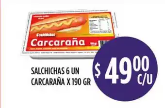 Supermercados Toledo Salchichas 6 un Carcaraña x 190gr oferta