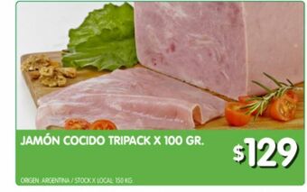 Jumbo Jamón cocido tripack x 100 gr oferta