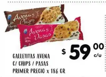 Supermercados Toledo Primer Precio Galletitas Avena C/ Chips / Pasas x 186gr oferta