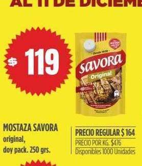 Supermercados Vea Mostaza savora original doy pack; oferta
