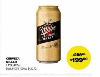 Atomo Conviene Cerveza miller lata 473cc oferta