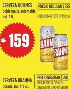 Cerveza brahma dorada lat. 473 cc