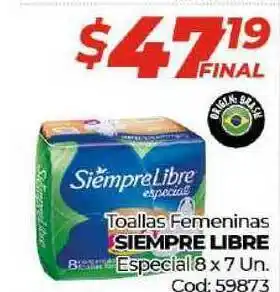 Diarco Siempre Libre Toallas Femeninas Especial 8 x 7 Un oferta