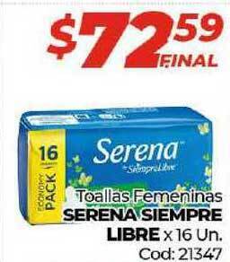 Diarco Serena Siempre Libre Toallas Femeninas x 16 Un oferta